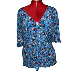 NWT Stitch Fix Beacon Apparel Sz 1X Floral Boho‎ Cottagecore Short Sleeve Blouse